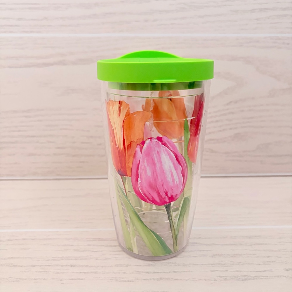 Tervis Tulip Print Travel Tumbler with Lime Green Lid